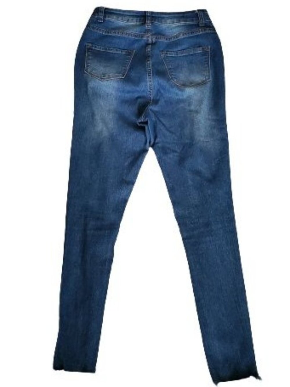 BOB Jeans High Waist Ripped Distressed Chewed Hem Skinny Blue Denim Jeans Sz 7/8 - Picture 3 of 11